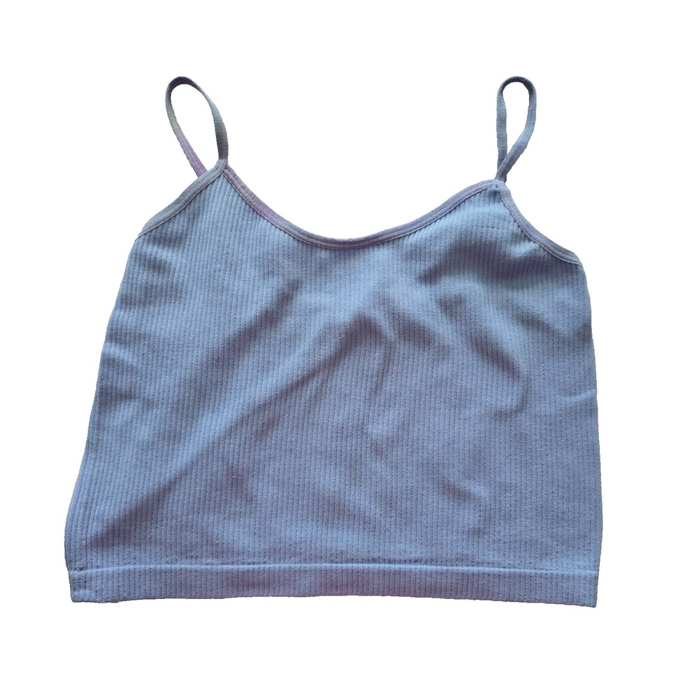 Ribbed Comfort Y2K Bra Top Wireless Pullover Stretch Sleep Active‎ Blue Small